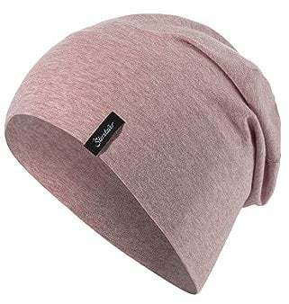 Sterntaler OCS Beanie melange - Lässige Slouch Beanie Mütze aus Melange Singlejersey (Bio) - Mädchen Kopfbedeckung - variabel tragbar - Baby und Kinder Übergangsmütze - samtrosa, Größe 55