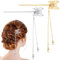 2 Pièces Bâton de Cheveux Chinois en Alliage à Pompon Baguette Cheveux de Perle Papillon Épingle à Cheveux Chignon Vintage Épingle à Cheveux Rétro Long pour Femmes Filles, Or et Argent