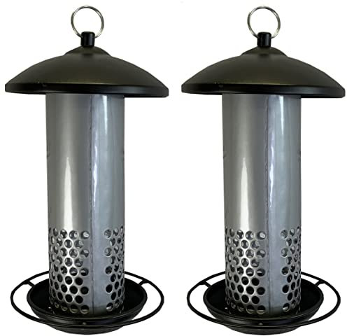 Selections Heavy Duty Squirrel Resistant Hanging Wild Bird Mealworm Feeder with Metal Dispersal Tube - Pack of 2