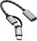Adaptador USB hembra a micro USB + USB-C macho (2 en 1) 3.0 OTG Cable Apple IPhone15 Pro Max iPad Android Thunderbolt Converter compatible con Samsung, LG, MacBook, mouse, cámara, lector de tarjetas,
