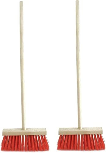 Synx Tools Set 2x de Escoba Exterior Rojo - Artículos de Jardín - Jardín - Barredora - Barredora - Calle escoba 120/ 28cm de ancho - Escoba - Escoba exterior con tallo