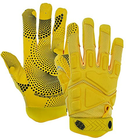 Seibertron G.A.R.G 2.0 Gel Filled Patentiert Anti-Impact Ultra-Stick Football Sports Receiver/Empfänger Handschuhe Gloves Adult Yellow L
