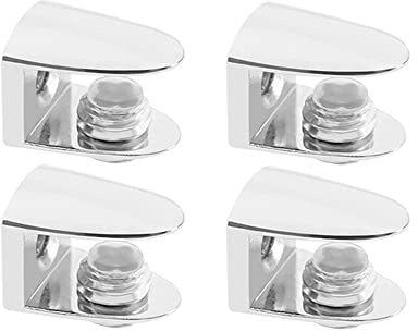 Juego de 4 abrazaderas de cristal ajustables de aleación de zinc para vidrio o estantes de 5 a 10 mm de grosor