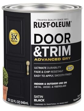 Rust-Oleum 369383 Advanced Dry Door & Trim Paint, Quart, Satin Black