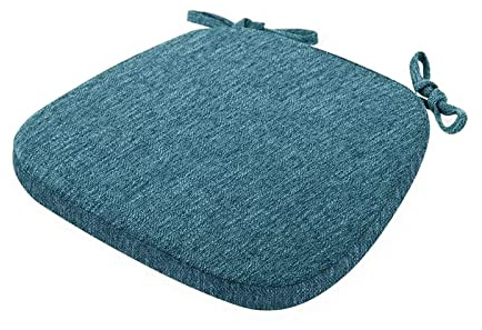 Yadlan Sitzkissen Stuhl 4er Set, Stuhlkissen 40x40 Mit BäNdern Landhaus, Sitzpolster Stuhl Halbrund 4 StüCk, rutschfest Sitzkissens KüChenstuhl 4.5cm Dick Sitzpolster Gepolstertes Blau