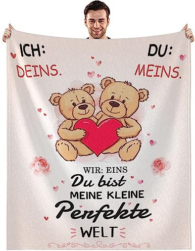 Ich Liebe Dich Geschenke, Partner Geschenke für Ihn Sie, Hochzeitstag Valentinstag Weihnachten Jahrestag Geschenke für Männer Frauen Freund Liebhaber Paare, Flauschige Fleecedecke 130 x 150 cm