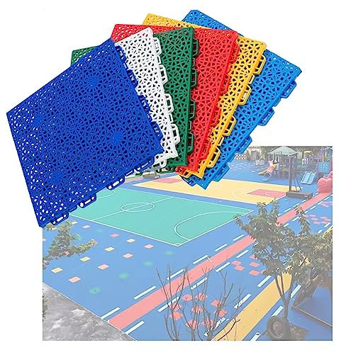 Floor Tiles 10pcs Modular Interlocking Floor Tiles, Outdoor Weatherproof Sports Flooring, Anti-skid And Wear-resistant, 12 x 12 inch (Color : Light blue)