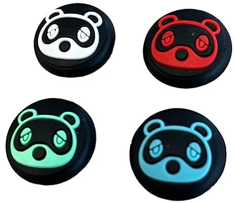 Prysm Gaming 4 Stück Animal Crossing Tom Nook Gummi Daumengriffkappen Abdeckungen Kompatibel mit Switch Joy-Con OLED Switch Joycon & Switch Lite