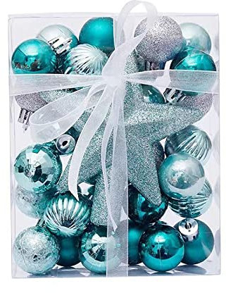 Rpporm Gemischte Weihnachtskugel 30 Kugeln Set Weihnachtskugel Baumkrone Stern Geschenkbox Set Weihnachtsbaum Anhänger Partykleider Für Frauen Elegant Edel (B, One Size)