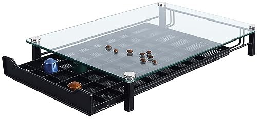 Cassetto per capsule di caffè, dispenser di cialde di caffè, dimensioni: 41 x 29 x 7 cm, portacapsule di caffè in vetro trasparente trasparente