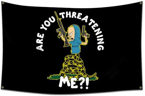 Eksent Outdoor Are you threatening me Flagge, 90 x 152 cm, Beavis and Butthead Banner, lustig (schwarz)