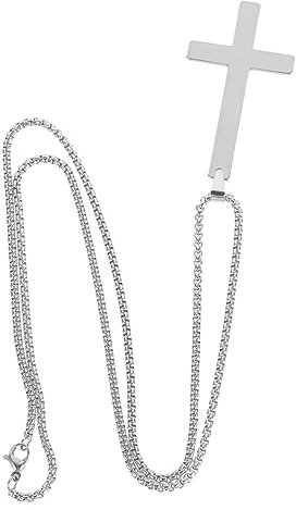 TOYANDONA Stainless Steel Inverted Cross Pendant Chain Necklace for Men and Women Decorative Prayer Cross Fashion Jewellery Black Suitable for Graduation and Parties