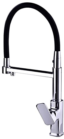 3 Way Kitchen Tap Pull Out Spray Mixer Tap Kitchen Sink Pull Out Spray Black Silicone Hose Kitchen Mixer Taps with Swivel Spout 3 in 1 Water Filter Tap