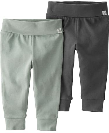 little planet by carter's unisex-baby 2-pack Pants made with Organic Cotton, Green/Charcoal, 6 Months