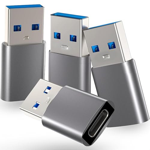 Adaptateur USB C vers USB, 4 Pack Adaptateur USB C Femelle vers USB 3.0 Mâle Adaptateur Type C Compatible avec iPhone 15, iPad, Samsung Galaxy S23 S22, MacBook, ChromeBook, Google Pixel