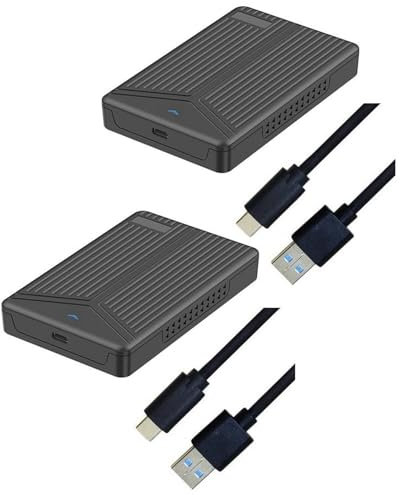 Bcowtte 2 x USB 3.1 Mobile Hard Drive Box 2.5 SATA Hard Drive Box SSD Enclosure Support 15 mm Hard Drive for Computer Notebook