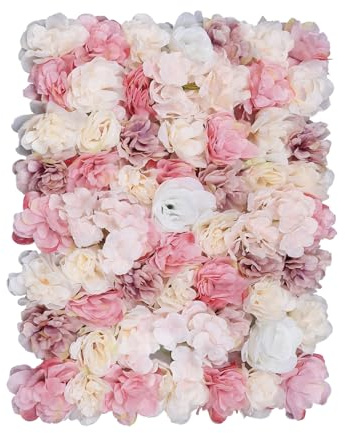 C-Juzarl 12 Stück Künstliche Blumenwand, Blumen Wand Panel Blumen Hintergrund, DIY, Seide, Wandpaneel für Hochzeit, Hintergrund, Dekoration, Haus, Garten, Party, 60 x 40 cm
