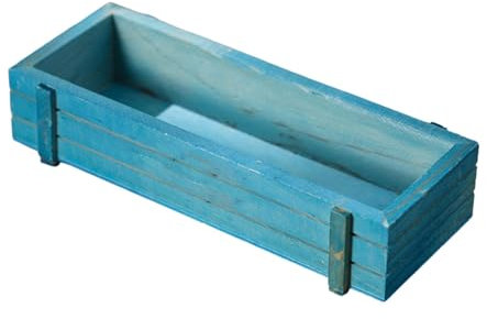 1 Pack Wooden Plant Pot 22 * 9 * 5 Cm Durable Sturdy Weather Resistant Planters Balcony Long Rectangular for Indoor and Outdoor Use Lightweight Retro Window Flower Plant Container (Blue,22 * 9 * 5cm)