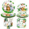 Safari Jungle Birthday Tableware Set - Wild One 1st Birthday Decorations - Dinner Plates Desserts Plates Cups Napkins for Animal Party Supplies, Serves 20 (20)