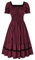 SCARLET DARKNESS Womens Red Halloween Costume Medieval Steampunk Pirate Dress Vintage Gothic Dress Lace Off The Shoulder Tiered Midi Dress Red and Black Vertical Stripes S