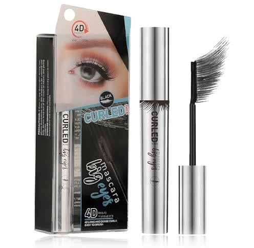 Mascara Noir Waterproof Allongeant et Recourbant - Anti-Taches, Non Agglomérant, Volume Extension, Effet Faux Cils, Longue Durée et Épaississant - Maquillage 4g