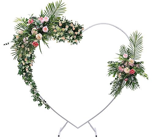 2 * 2.1m Herzbogengestell, Hochzeitsbogen Gestell Mit Fuß Partydeko Geburtstag Metall Ballonbogen, Hochzeiten Hintergrundständer Gardinen Dekoration