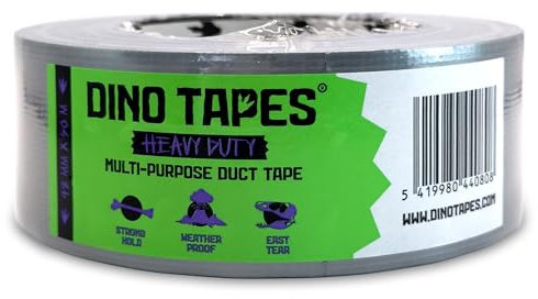 Dino Tapes Universal-Klebeband - Wetterfest - Einfaches Abreißen - Extra stark - Grau (25m)