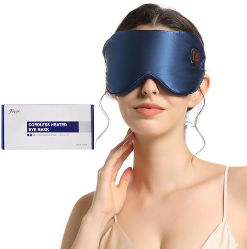 Telepepe beheizte Augenmaske, 1500mAh Wärmebrille mit Akku ohne Kabel, 3 Wärmestufen, große Batteriekapazität, waschbarer Bezug, Geschenke für Familie und Freunde (blau)