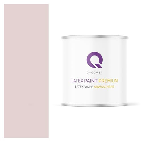 Q-COVER Latexfarbe Abwaschbar 2L (ca.14m2) Hell Puderrosa Farbton Innenfarbe Wandfarbe Deckenfarbe Klasse 2 Mattfarbe Für Allergiker Scheuerfest Geruchlos Frei Von Voc