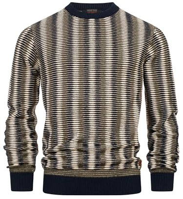 Indicode Herren INScott Strickpullover Gemustert mit Rundhals-Ausschnitt | Klassischer Freizeitpullover für Büro und Alltag, Herrenpullover, Strickpullover, Feinstrickpullover, Pullover für Männer