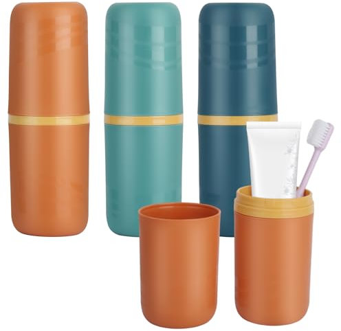 Haocjanc Wiederverwendbar Zahnbürsten Etui, 3-Teiliges Reisezahnbürste Etui, Kunststoff Toothbrush Case,Tragbares Zahnbürsten Etui Reise für Travel Gadgets und Heimbedarf
