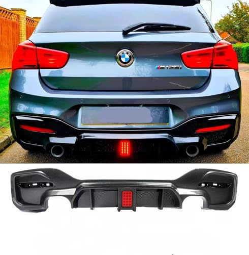 For Auto Perfectionists UK Rear Diffuser Lip Valance Bumper Compatible With BMW 1 Series F20 F21 LCI 2015-2019 WITH LED ABS Carbon Fibre