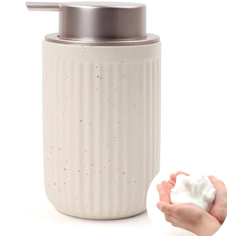 Soap Dispenser, 350ml Lotion Hand Pump Dispenser, Refillable Foam Dispenser for Lotions, Essential Oil, Liquid Soaps etc., Suitable for Bathroom Countertop Kitchen(Pockmarked Beige Foam)