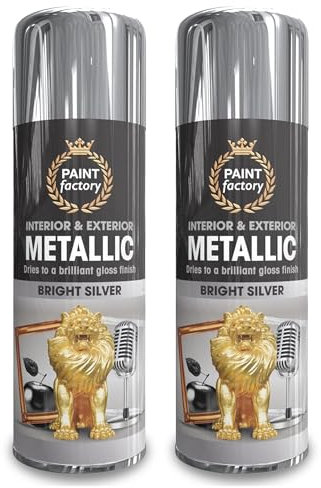 AOC24 - Metallic Bright Silver Spray Paint 400ml - Multipurpose Spray Paint Silver - Gloss Finish Silver Spray Paint - Use On Metal, Wood, Plastic Furniture Spray Paint - for Interior & Exterior (2)