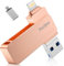 Pacljen Chiavetta USB per iPhone [MFi Certified] 3 in 1 Pen Drive USB 3.0 con Lightning e USB C,512GB Memoria Esterna per Backup Rapido, Compatibile con iPhone/iPad/Android/Mac/PC (512GB,Rosa)