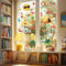 ANATTASOUL Fensterbilder Doppelseitig Strand-Elemente Fensterdeko Wiederverwendbar Fenstersticker Blickdichter Fenster Aufkleber Deko Frühling Sommer für Glas Kinderzimmer Badezimmer