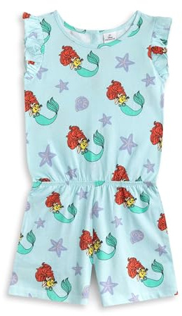 Disney Girls Playsuit Options | Sleeveless Outfit with Ruffle Detail Elasticated Waistband | Casual Summer Wear with Pockets | Movie Character Apparel for Children