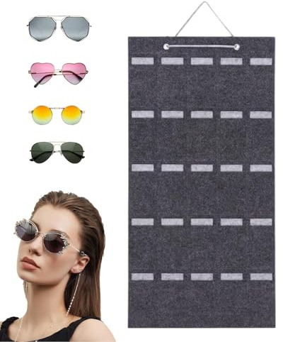 Sonnenbrillen-Organizer aus Filz an der Wand montiert - Hänge-Brillenaufbewahrung | Brillenhalter zum Aufhängen | Brillenhalter zum Überziehen, Display für Brillen mit mehreren Taschen, Organizer