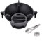 Jonikuper Barbecue coréen en fonte, 25,5 x 25,5 cm, poêle à charbon portable d'extérieur, équipé d'un clip d'isolation thermique et d'une tasse, adapté pour le camping en famille (19,5 cm)