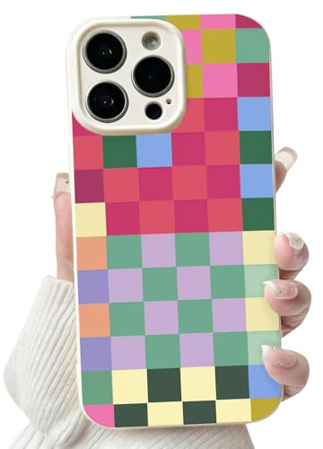 NITITOP for iPhone 12 Pro Max Case Cute Checkered Pattern, Colorful | for Women Girls Men, Aesthetic Checkerboard Design, Soft TPU Shockproof Cover, Trendy Slim Fit Design, Full Camera Protection