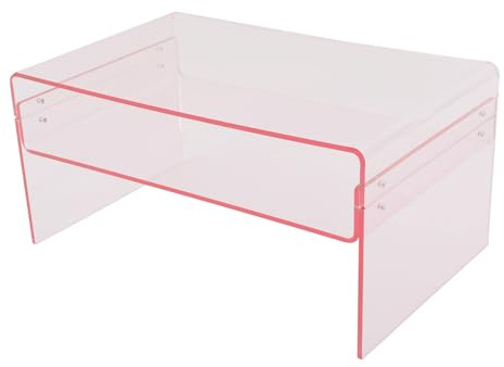 Ecoggeder Couchtisch Acryl Beistelltisch 2-Stufiger Sofatisch C-förmigen Nachttisch Klein Tisch Wohnzimmertisch Kaffeetisch Snacktisch 80 * 50 * 38 cm für Wohnzimmer Schlafzimmer Arbeitszimmer (Rosa)