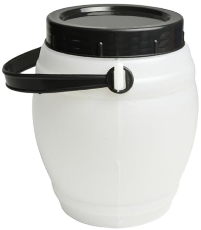 Plastic Food Storage Barrels with Screw-On Lid & Handles – 1.2L to 5L – Food-Safe, Durable, Lightweight, Perfect for Fermenting, Water & Kitchen Use (12, White, 1.5L)