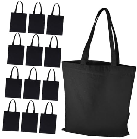 VILLFUL Bolsa de Lona 30 Unidades Negro 40x35cm Reutilizable | Canvas Resistente, Formato Rectangular, para Transferencia Térmica y Grafitis, Gran Capacidad