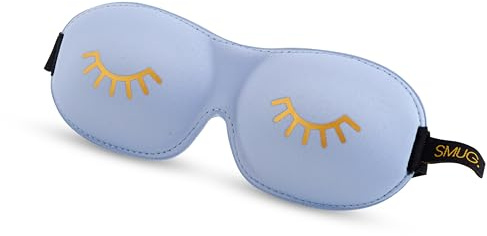 SMUG 100% Blackout Sleep & Eye Mask | Eyelash Extension Friendly | Eye Masks for Sleeping | Sleep Masks for Women & Men | Straps for Dream Comfort & Adjustability | Baby Blue Wink