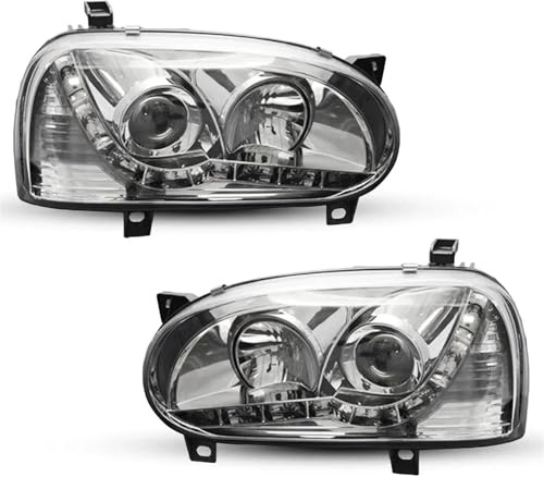 Glymzo Scheinwerfer Komplettsets Autoscheinwerfer Scheinwerfer Frontscheinwerfer Licht für VW für Golf 3 Mk3 1992-1997
