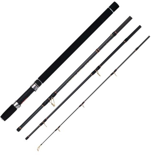 WFT Sea Sparrow Travel Zielfisch-Reiseruten für Pollack, Dorsch, Heilbutte und Seelachs, 216cm Länge, 4-teilig, Norwegenrute, Bootsruten für das Meeresangeln