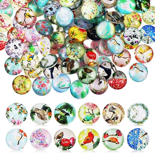 VINTORKY 150 Bunte Runde Glasplättchen Flache Rückseite Langlebig und Robust zum Schmuckherstellen von Halsketten und Armbändern