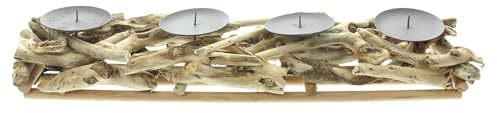 FRANK FLECHTWAREN Kerzenhalter Wurzelholz | GH 10 cm, Kerzenteller Ø 7 cm, Passend für Kerzen max. Ø 6 cm, Ohne Kerzen