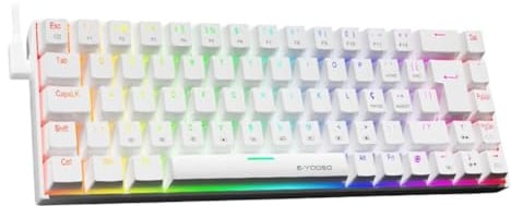 ERKpunRBV Slim Mechanical Gaming Keyboard Z686 RGB USB 60 Percent Red Switch 68 Key Brazilian Portuguese Layout(Z686RGB-White-PT)