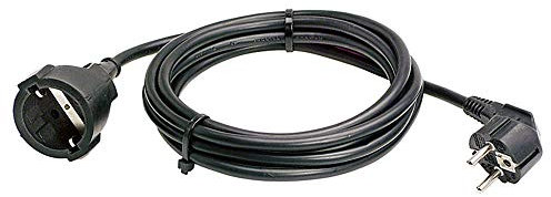 as - Schwabe Kunststoff-Verlängerung – 3 m PVC-Leitung mit Schutzkontaktstecker & Schutzkontaktkupplung – 230 V / 16 A Schuko-Verlängerungskabel mit Kunststoffummantelung – IP20 – Schwarz, 50312